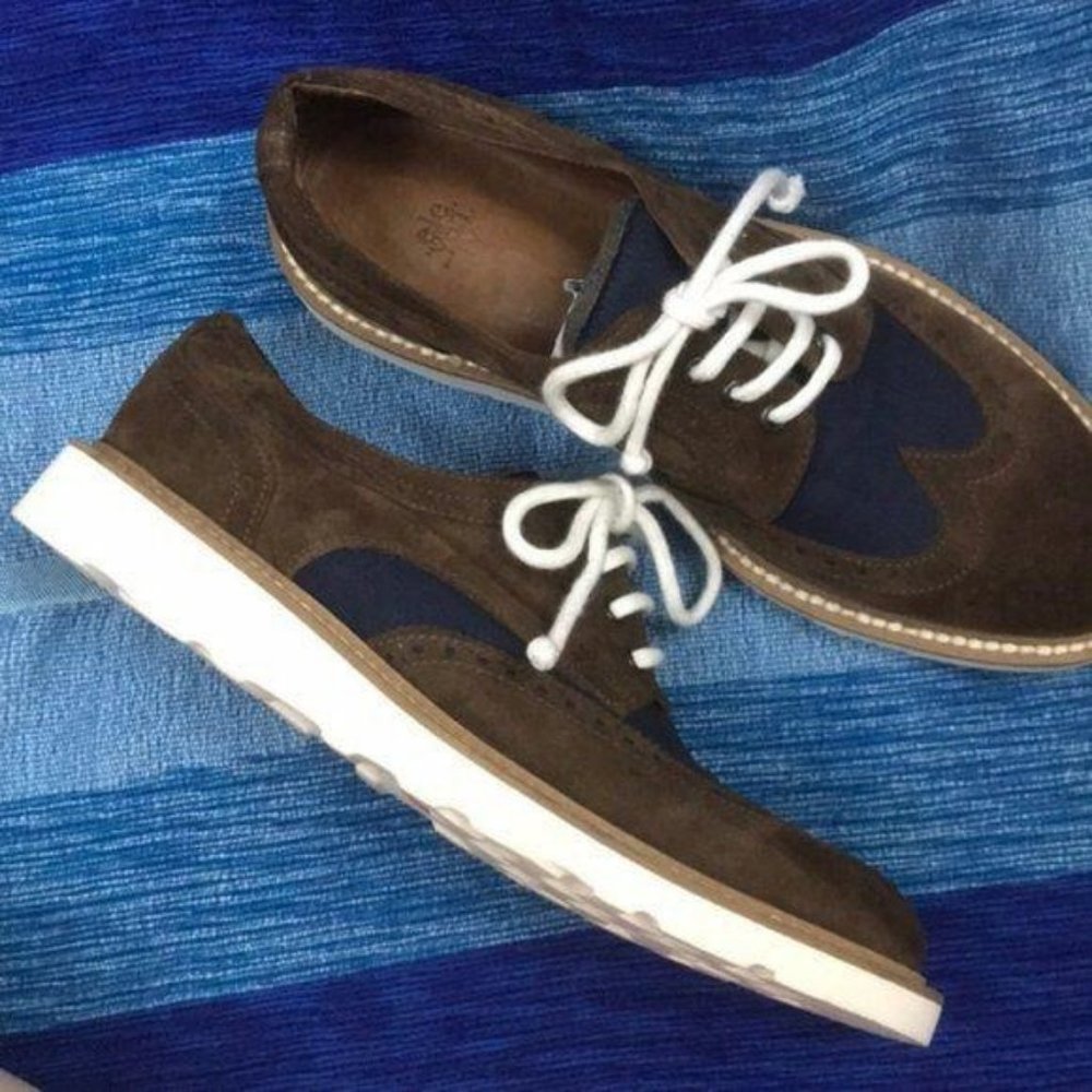 Eleventy Wingtip Suede Lace Up Shoe Sneaker